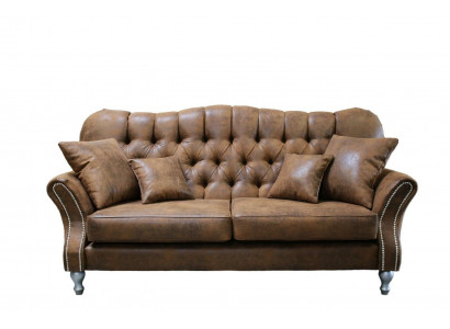 Sofa Pohovka Polštář 3 Místná Kožená Pohovka Pohovky Sedadla Chesterfield Design