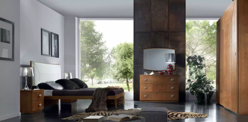 Ložnice Set Postel 2x noční stolek Komoda 6ks Design Luxus Kompletní