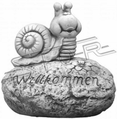 Cedule Vítejte Šnek, zahradní figurka.