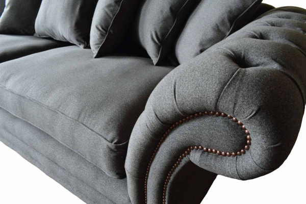 Chesterfield pohovka čalouněná sedací soupravy klasické pohovky 4 sedačky šedé