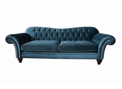 Turecká pohovka Luxus textil Chesterfield pohovka Modré polstrování Sedačka Design