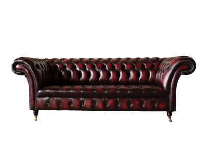 Chesterfield Kožená Sofa 3 Místná Hnědá Designová Pohovka Luxusní Vybavení Nové