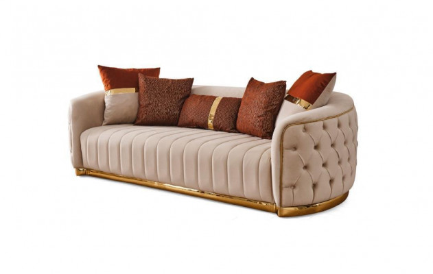 Beige textilie třísedák moderního designu luxusní pohovka Chesterfield Beige.