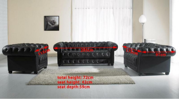 Chesterfield Sofa 2- místná čalouněná designová pohovka garnitur NOVÁ.