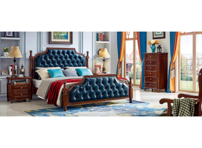 Chesterfield manželská postel Luxus Ložnice Dřevěné ložko čalouněný nábytek