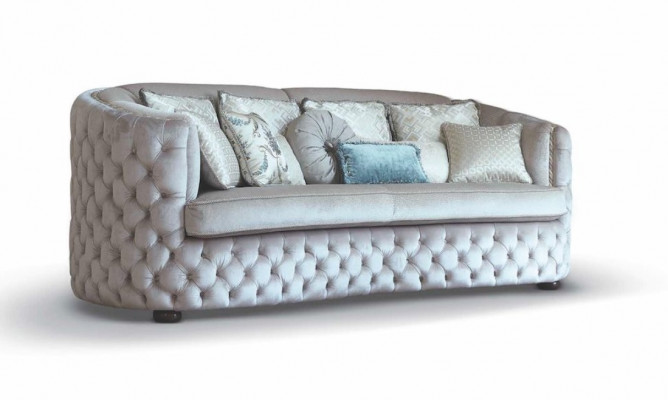 Třímístná pohovka Chesterfield Sofa 3 Místná Pohovka Obývací Couch Šedá Tkanina
