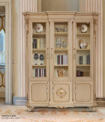 Obývací pokoj Vitrína Luxus Velké Skříně Vitríny Dřevo Obývací pokoj Beige Baroko
