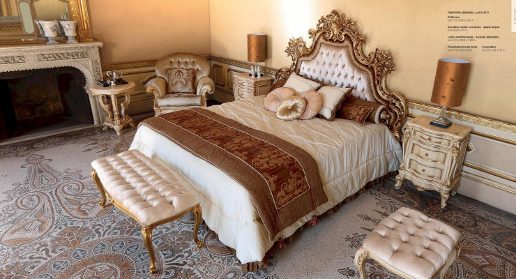 Luxus židle Chesterfield přistýlka zlato ložnice látky béžová