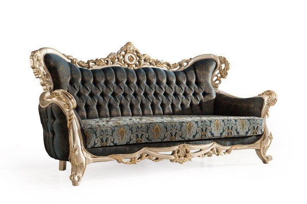Barokní trojsedačka Chesterfield Couch nábytek Sedací souprava Sedací souprava Látka Zlato