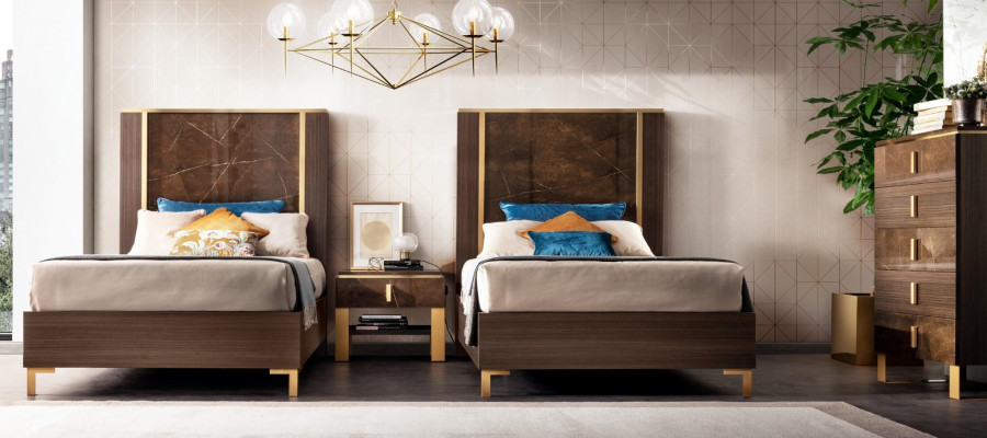 Hotelové zařízení 2x postele + noční stolek Design Moderní Luxus Nábytek 3dílná sada