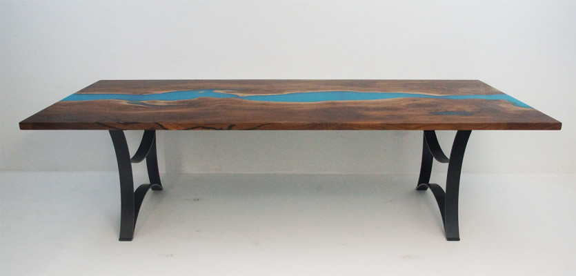 Graag op maat gemaakte tafel Epoxy Epoxyhars Hars Rivierhout Echt Prijs per vierkante meter Tafels