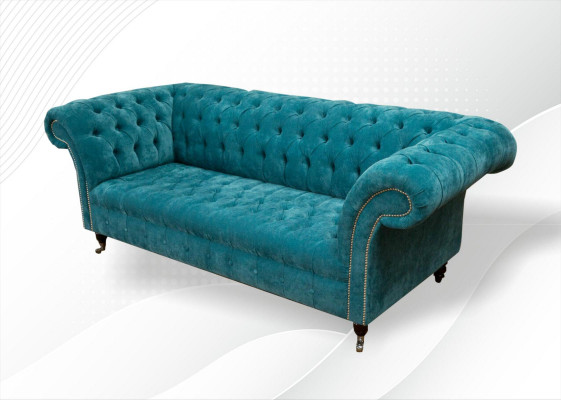 Chesterfield Couch Polster Sofas Klasická textilní pohovka Turkis 3místná látková
