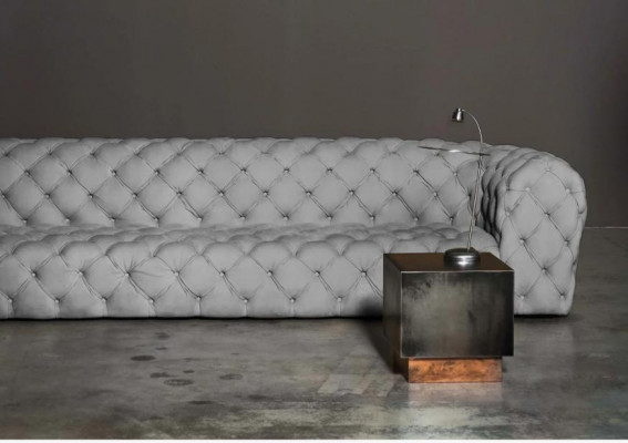 Šedý Chesterfield obývací pokoj Moderní design Pohovky Pohovka Nábytek Tkanina Big xxl Nový