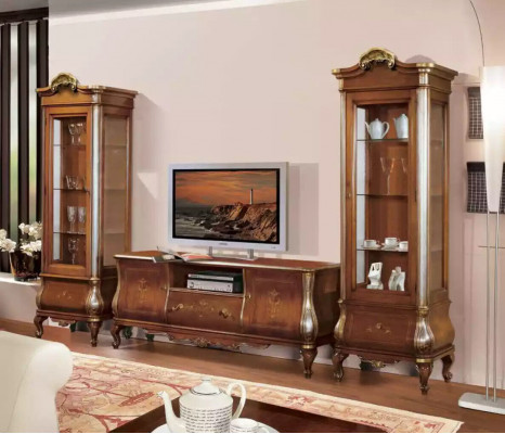 Hnědý televizní stojan rtv Sideboard obývací pokoj Nábytek Dřevěný stojan Komoda