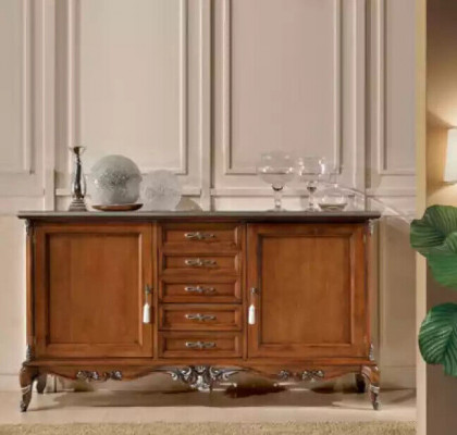 Sideboard Kommode Anrichte Masivní dřevo Obývací pokoj Itálie Skříň Nábytek
