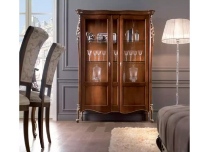 Italský luxusní nábytek z dubového dřeva, klasický styl, vitrína do obývacího pokoje, nová.