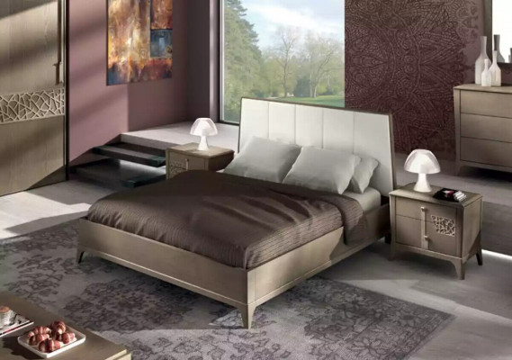Design Ložnice Sady Postel 2x Noční Stolky Klasický Luxusní Nábytek
