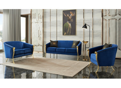 Design 3-místná Relaxovací pohovka Club Lounge Sedací souprava Textilní čalounění Tkanina Pohovky