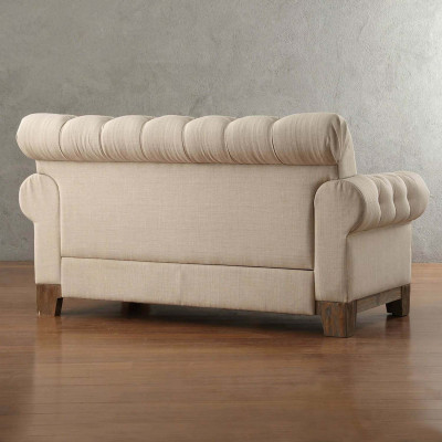 Chesterfield 2 sedadlo Klasická luxusní textilní kožená sedací souprava s rámem z přírodního dřeva.