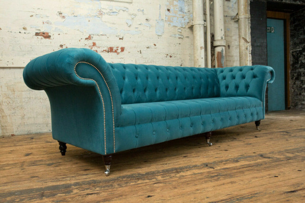 Chesterfield Couch xxl velká pohovka gauče žíněné kůže textilní potahové sedací soupravy 4místná