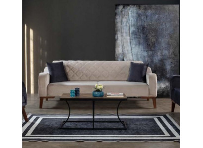 Beige třísedák Elegantní pohovka Obývací pokoj Sedací nábytek Samet