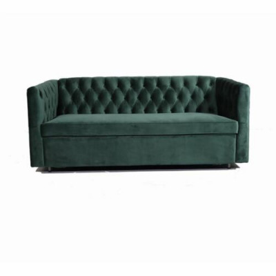Americký styl pohovka Chesterfield Sofa Couch Kožená potah Třísezóní Zelená